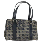 Fendi Vintage Satchel Zucchino Canvas Navy Canvas Handbag (Authentic Pre-Loved)