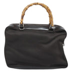Gucci Vintage Bamboo Handle Bag Nylon Brown Nylon Handbag (Authentic Pre-Loved)