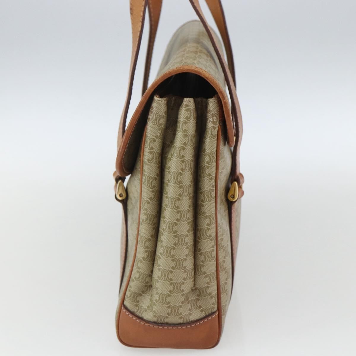 Celine Vintage Macadam Handbag Canvas And Leather Beige Canvas Handbag (Authentic Pre-Loved)
