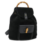Gucci Gucci Bamboo Backpack Daim Black Suede Backpack Bag (Pre-Loved)