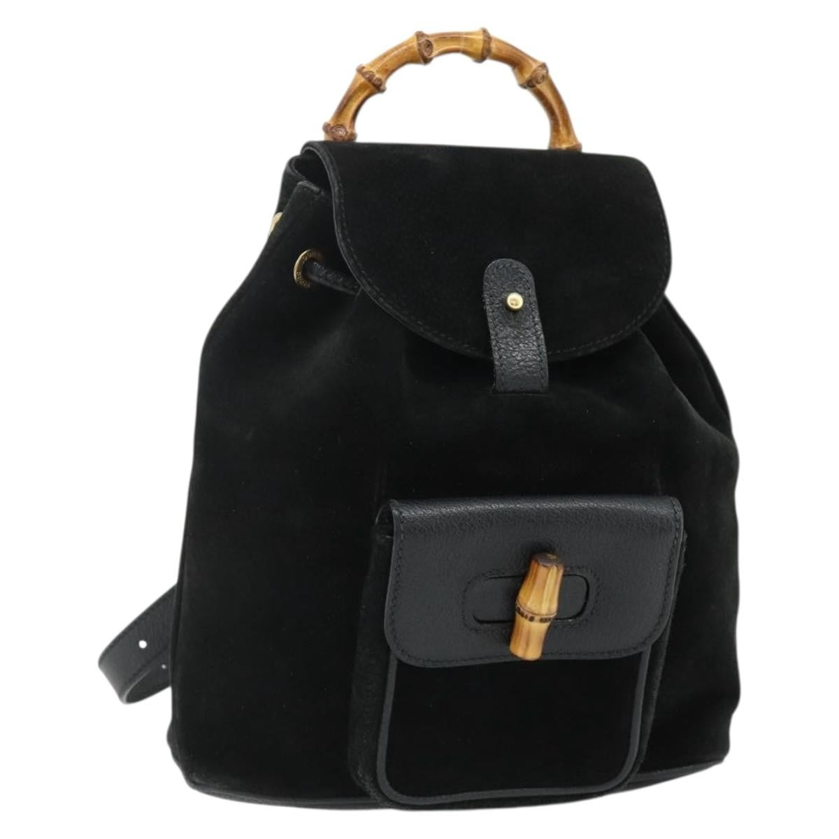 Gucci Gucci Bamboo Backpack Daim Black Suede Backpack Bag (Pre-Loved)