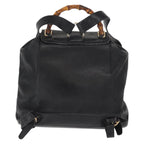 Gucci Vintage Bamboo Backpack Leather Black Leather Backpack Bag (Authentic Pre-Loved)