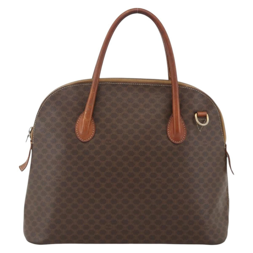 Celine Macadam Handbag Macadam With Leather Brown Canvas Handbag (Authentic Pre-Loved)