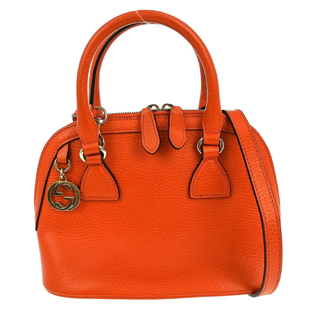 Gucci Convertible Dome Satchel Leather Orange Leather Handbag (Authentic Pre-Loved)