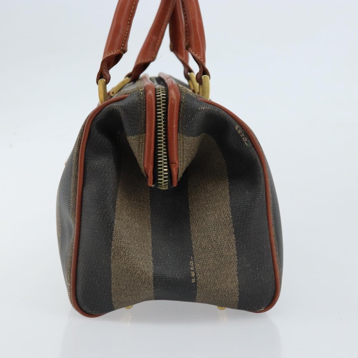 Fendi Vintage Pequin Convertible Boston Bag Coated Canvas Brown Canvas Handbag (Authentic Pre-Loved)
