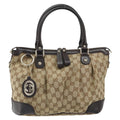 Gucci Sukey Top Handle Satchel Gg Canvas With Leather Beige Canvas Handbag (Authentic Pre-Loved)