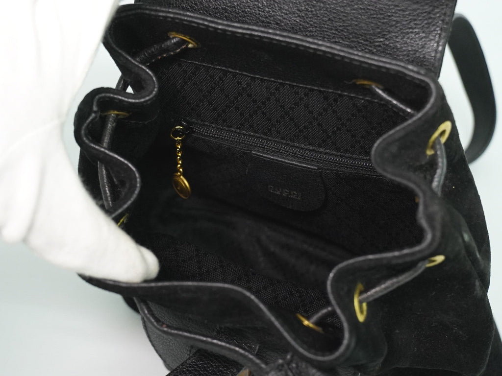 Gucci Gucci Bamboo Backpack Daim Black Suede Backpack Bag (Authentic Pre-Loved)