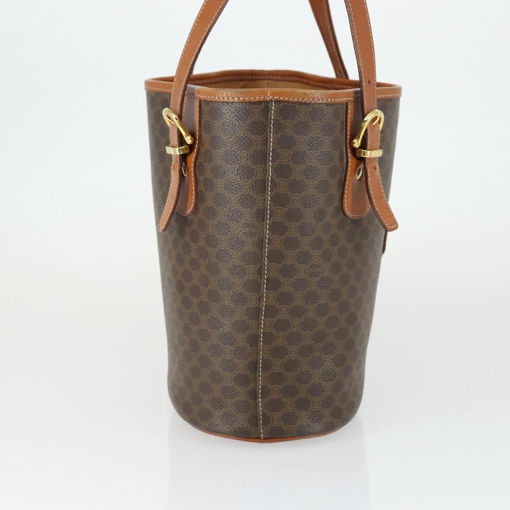 Celine Vintage Macadam Tote Bag Canvas And Leather Brown Canvas Handbag (Authentic Pre-Loved)