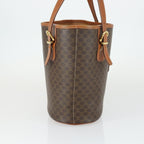 Celine Vintage Macadam Tote Bag Canvas And Leather Brown Canvas Handbag (Authentic Pre-Loved)