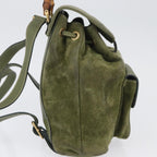 Gucci Gucci Bamboo Backpack Daim Khaki Leather Backpack Bag (Authentic Pre-Loved)