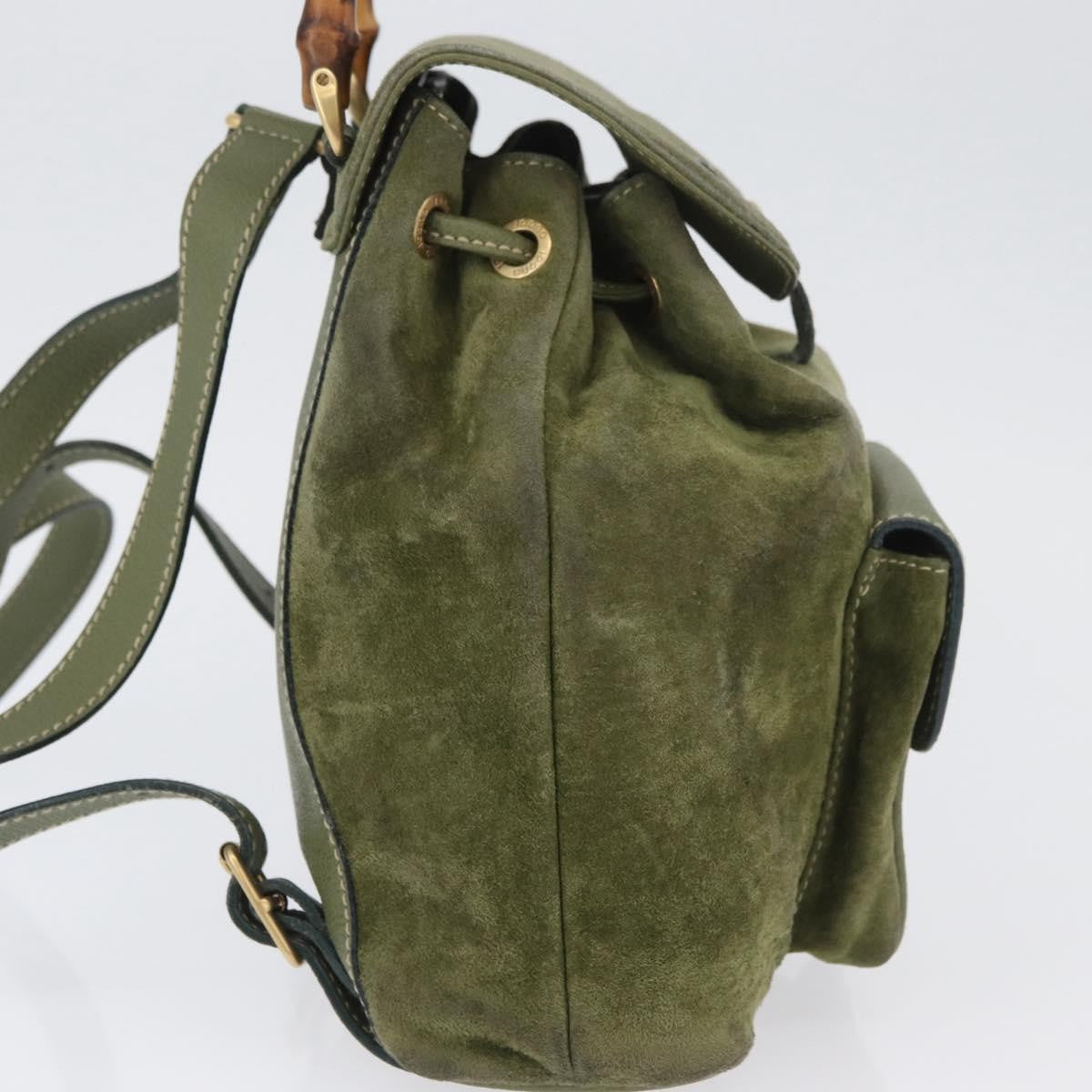 Gucci Gucci Bamboo Backpack Daim Khaki Leather Backpack Bag (Authentic Pre-Loved)