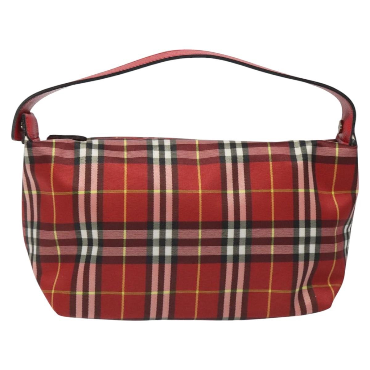 Burberry Nova Check Handbag Leather And Nylon Red Nylon Handbag (Authentic Pre-Loved)