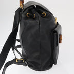Gucci Vintage Bamboo Backpack Leather Black Leather Backpack Bag (Authentic Pre-Loved)