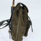 Gucci Vintage Bamboo Backpack Suede Khaki Suede Backpack Bag (Authentic Pre-Loved)