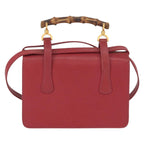 Gucci Vintage Bamboo Handle Bag Leather Red Leather Handbag (Authentic Pre-Loved)