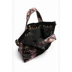 Johnny Was Joanna Velvet Embroidery Flowers Black Shoulder Tote Bag Handbag NEW