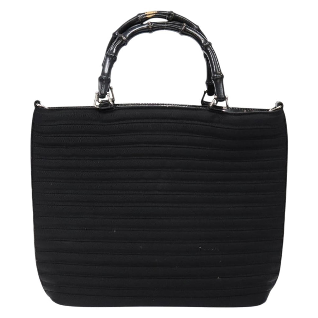 Gucci Vintage Bamboo Handle Bag Nylon Black Nylon Handbag (Authentic Pre-Loved)