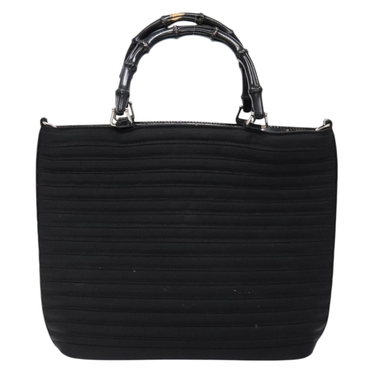 Gucci Vintage Bamboo Handle Bag Nylon Black Nylon Handbag (Authentic Pre-Loved)