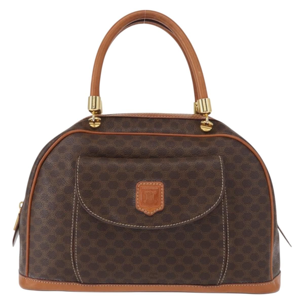 Celine Vintage Macadam Handbag Canvas And Leather Brown Canvas Handbag (Authentic Pre-Loved)