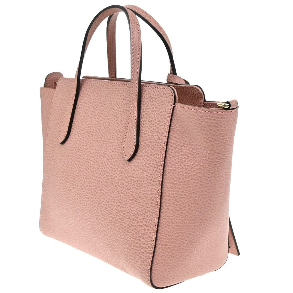 Gucci Swing Crossbody Bag Pebbled Leather Pink Leather Handbag (Authentic Pre-Loved)