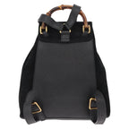 Gucci Vintage Bamboo Backpack Suede Black Suede Backpack Bag (Authentic Pre-Loved)