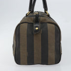 Fendi Vintage Pequin Boston Bag Coated Canvas Brown Canvas Handbag (Authentic Pre-Loved)