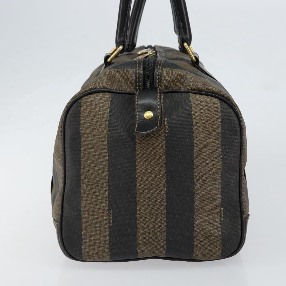 Fendi Vintage Pequin Boston Bag Coated Canvas Brown Canvas Handbag (Authentic Pre-Loved)