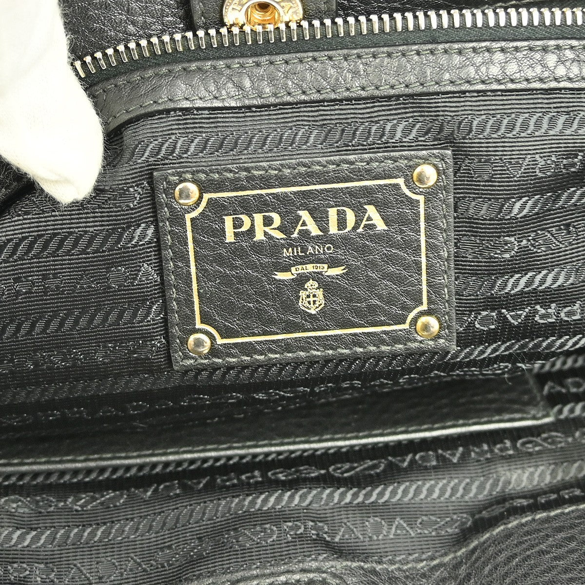 Prada Front Zip Tote Vitello Daino Black Leather Handbag (Authentic Pre-Loved)
