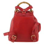 Gucci Vintage Bamboo Backpack Leather Red Leather Backpack Bag (Authentic Pre-Loved)