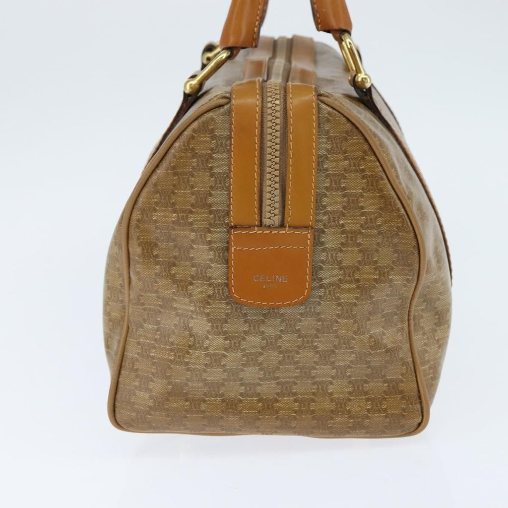 Celine Vintage Duffle Bag Macadam Coated Canvas Beige Canvas Handbag (Authentic Pre-Loved)