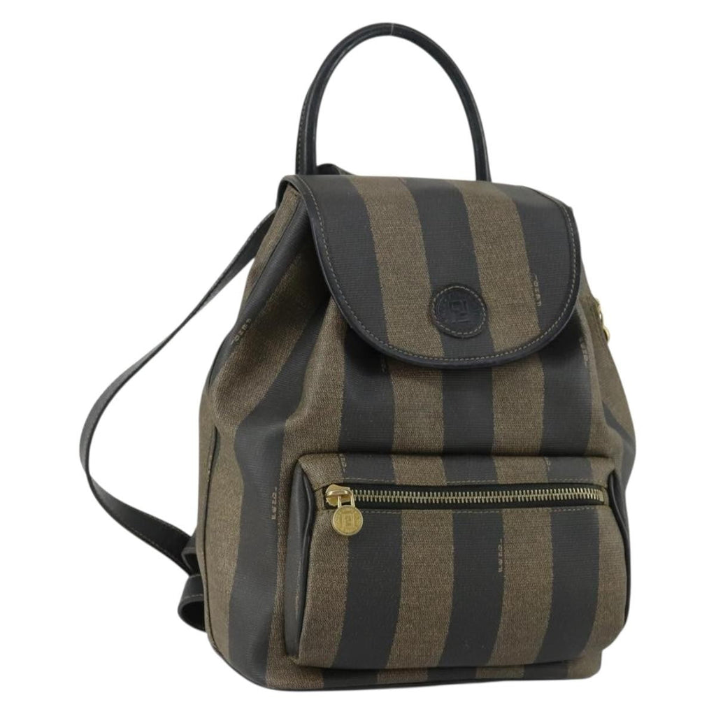 Fendi Pequin Front Pocket Backpack Coated Canvas Brown Pvc Backpack Bag (Authentic Pre-Loved)