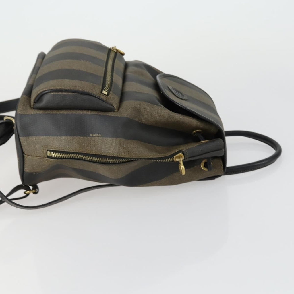 Fendi Pequin Front Pocket Backpack Coated Canvas Brown Pvc Backpack Bag (Authentic Pre-Loved)