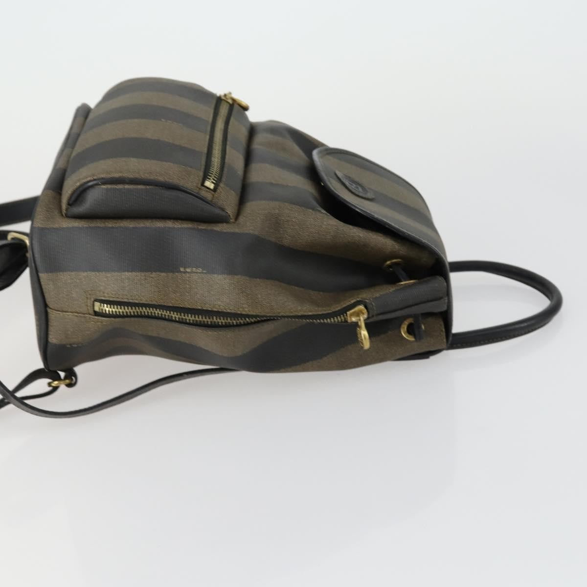 Fendi Pequin Front Pocket Backpack Coated Canvas Brown Pvc Backpack Bag (Authentic Pre-Loved)