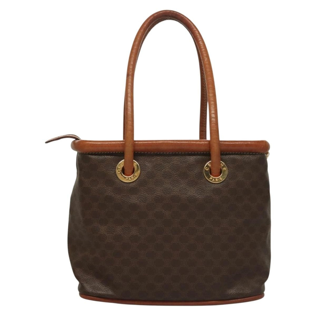 Celine Macadam Handbag Macadam With Leather Brown Canvas Handbag (Authentic Pre-Loved)