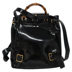 Gucci Vintage Bamboo Backpack Patent Black Patent_Leather Backpack Bag (Authentic Pre-Loved)
