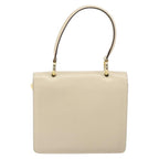 Celine Vintage Top Handle Bag Glazed Leather Ecru Leather Handbag (Authentic Pre-Loved)