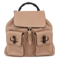 Gucci Vintage Bamboo Backpack Leather Beige Leather Backpack Bag (Authentic Pre-Loved)