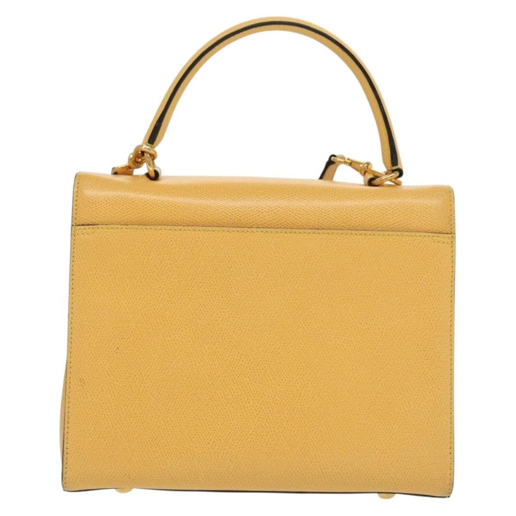 Celine Vintage Convertible Turnlock Top Handle Bag Leather Yellow Leather Bag (Authentic Pre-Loved)