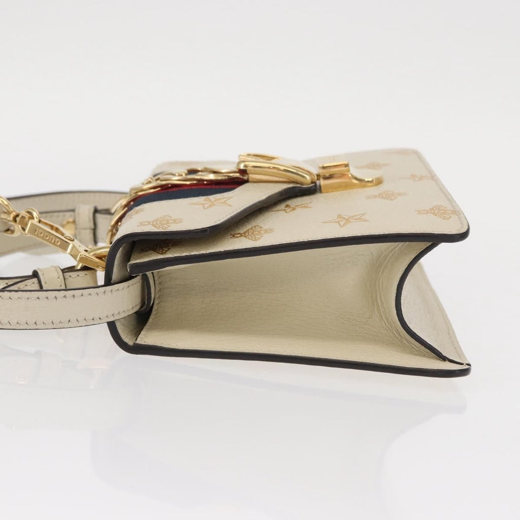 Gucci Sylvie Top Handle Bag Printed Leather Beige Leather Handbag (Authentic Pre-Loved)