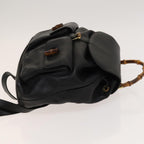 Gucci Vintage Bamboo Backpack Leather Black Leather Backpack Bag (Authentic Pre-Loved)