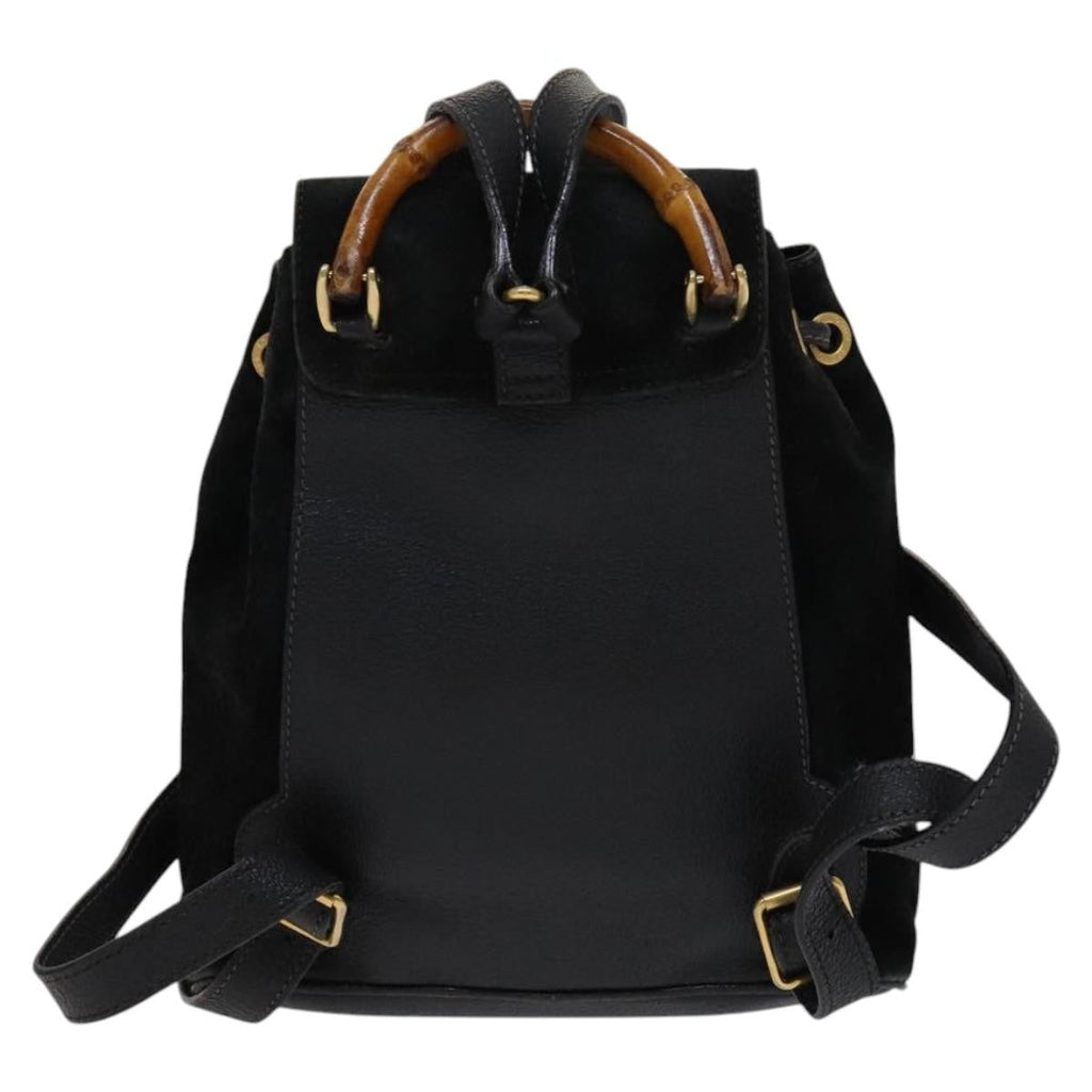 Gucci Gucci Bamboo Backpack Daim Black Suede Backpack Bag (Authentic Pre-Loved)