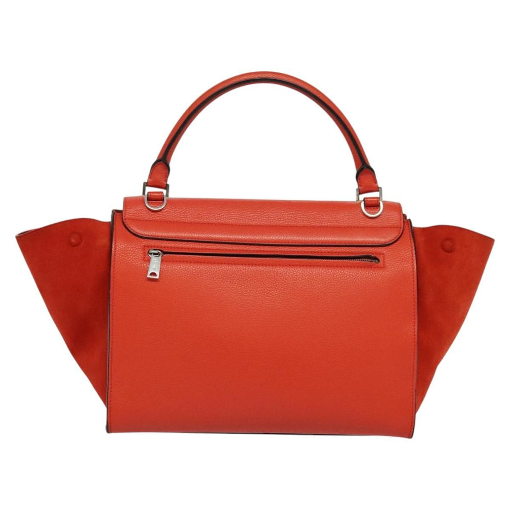 Celine Trapeze Bag Leather With Suede Red Leather Handbag (Authentic Pre-Loved)