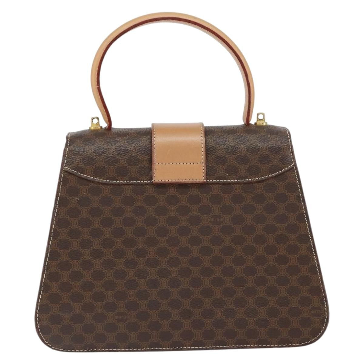 Celine Vintage Macadam Handbag Canvas Brown Pvc Handbag (Authentic Pre-Loved)