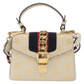 Gucci Sylvie Top Handle Bag Printed Leather Beige Leather Handbag (Authentic Pre-Loved)