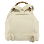 Gucci Vintage Bamboo Backpack Leather White Leather Backpack Bag (Authentic Pre-Loved)