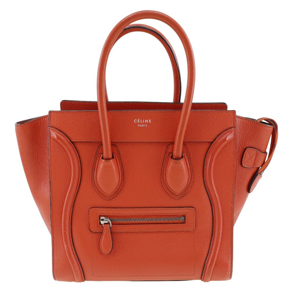 Celine Luggage Bag Grainy Leather Red Calfskin Handbag (Authentic Pre-Loved)