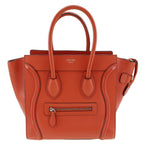 Celine Luggage Bag Grainy Leather Red Calfskin Handbag (Authentic Pre-Loved)
