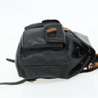 Gucci Vintage Bamboo Backpack Leather Black Leather Backpack Bag (Authentic Pre-Loved)