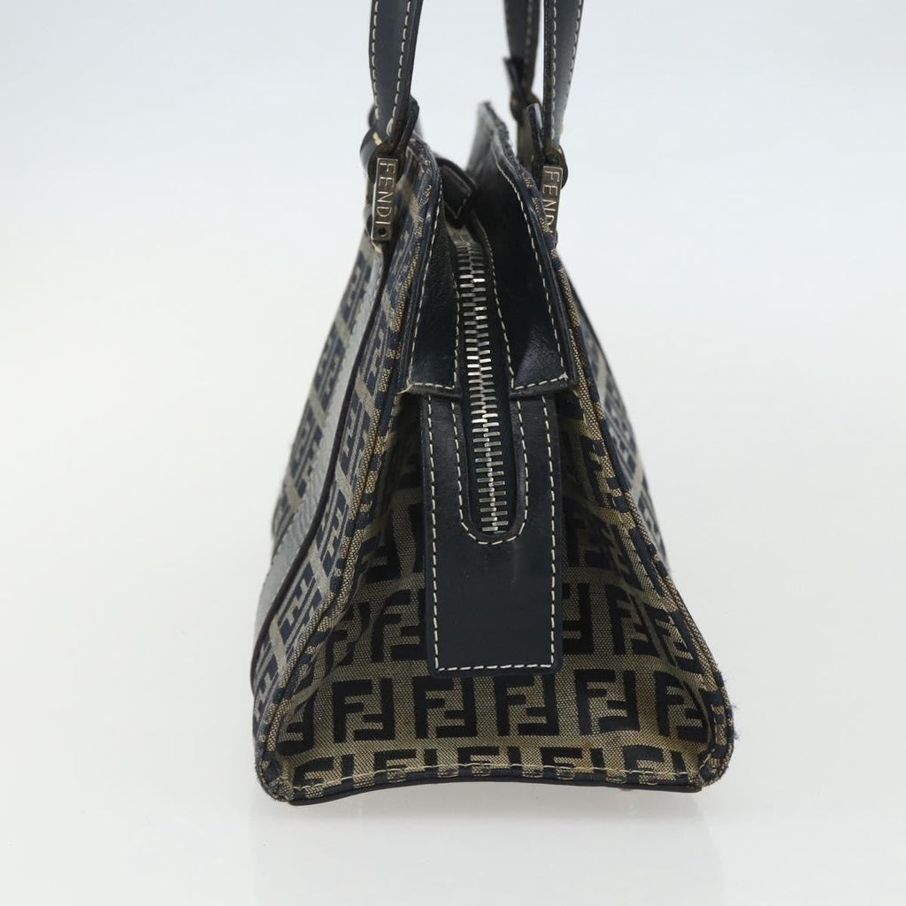 Fendi Vintage Satchel Zucchino Canvas Navy Canvas Handbag (Authentic Pre-Loved)
