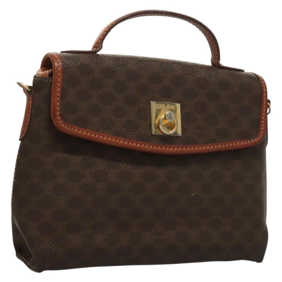 Celine Triomphe Vintage Handbag Macadam Canvas Brown Canvas Bag (Authentic Pre-Loved)